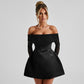 Luna Lace Occasion Dress – Elegant Off Shoulder A-Line Dress