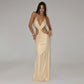 Summer Solid Color Street Hipster Deep V Plunge Halter Backless Slim Fit Dress