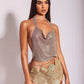 Sexy Backless Sheath Scale Sequined Bar Prom Suspender Skirt Set
