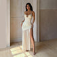 Serena Beaded Mesh Splice Slip Vacation Dress