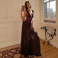 Anna Sleeveless Deep V Plunge Chiffon Evening Dress