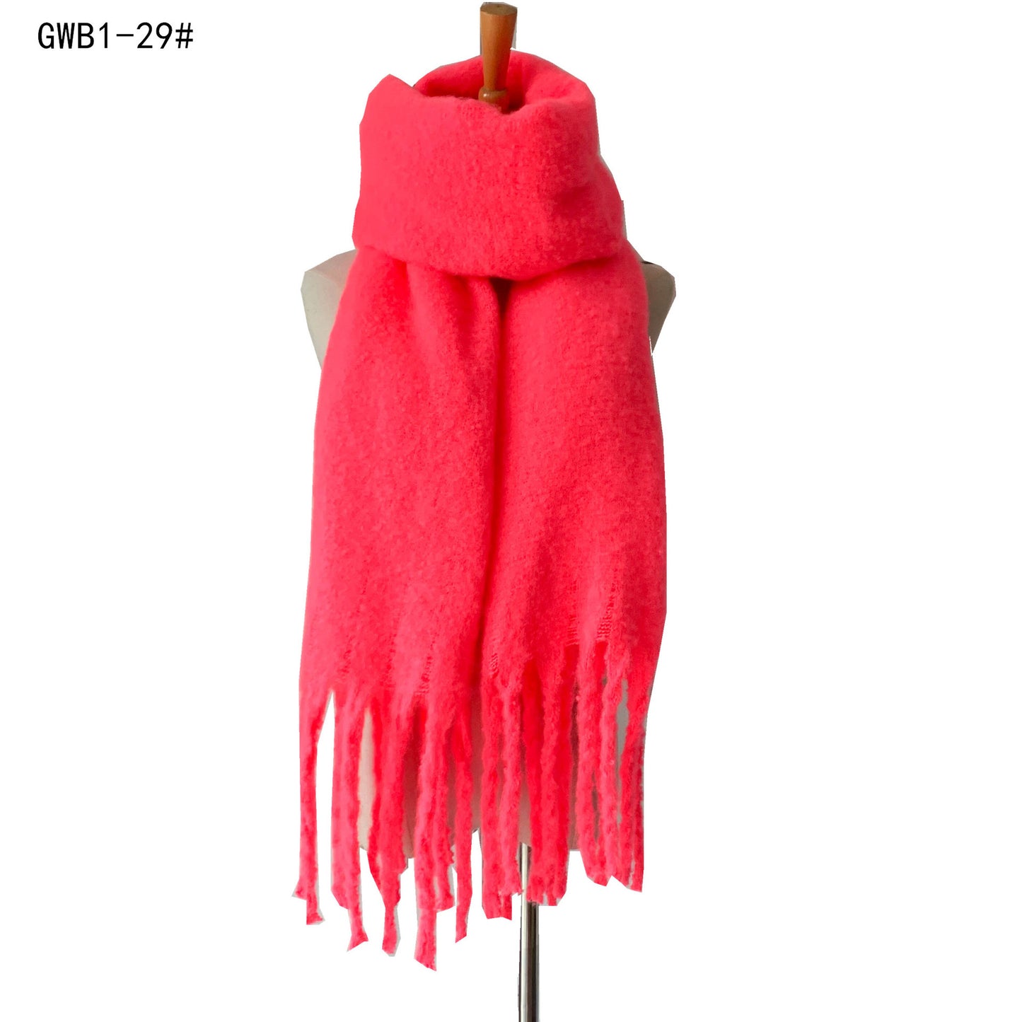 Autumn Winter Thick Tassel Circle Sand Solid Color Scarf Women Thickened