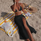 Solid Color Beach Sun Protection Tulle Skirt Sexy Three Piece Set Bikini Split Swimsuit