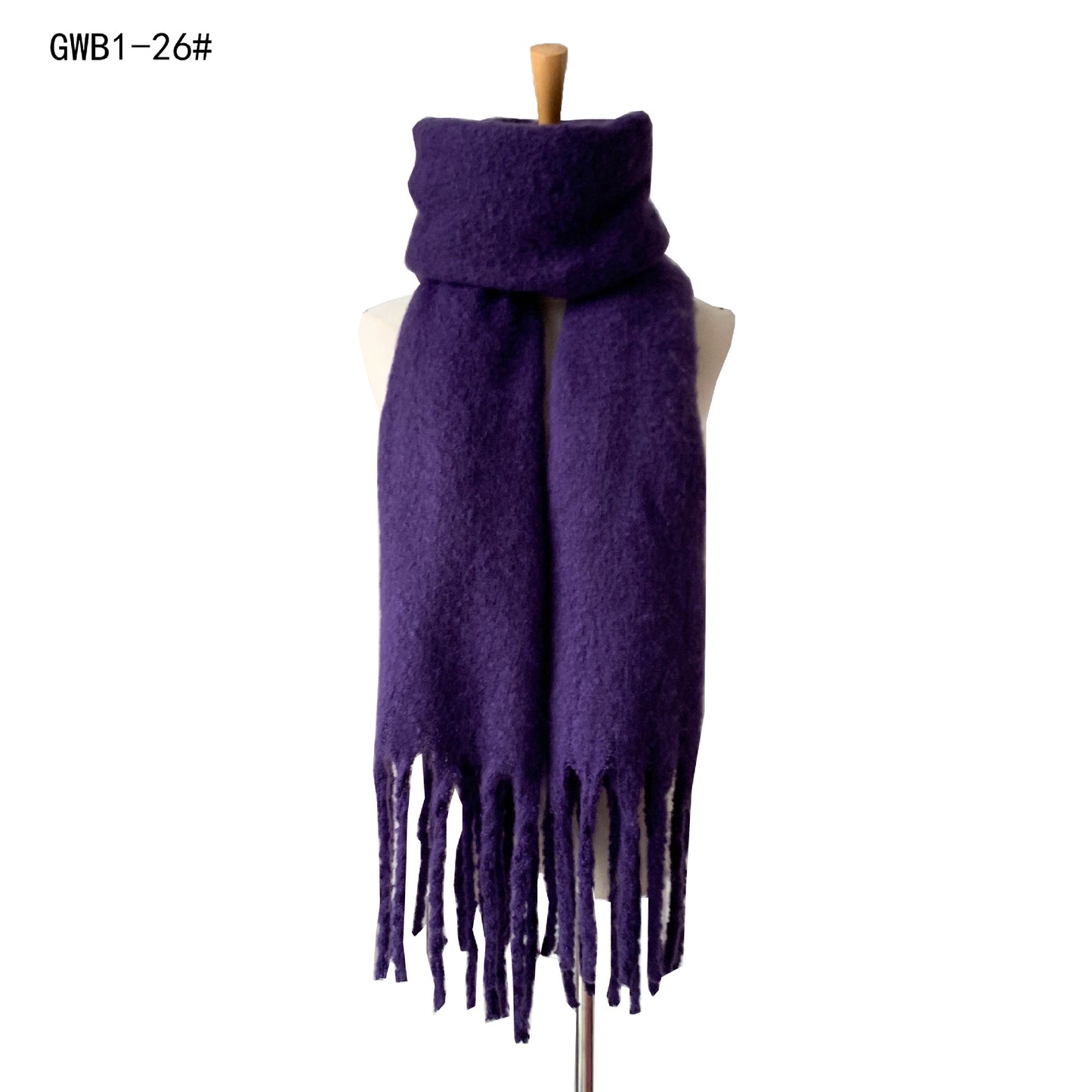 Autumn Winter Thick Tassel Circle Sand Solid Color Scarf Women Thickened