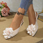 Floral Flat Toe Box Slingback Sandals Women Pointed Toe Slip on Suede Flat Pumps