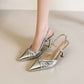 Nightclubs Goddess Stiletto Heels Bow Twisted Pana Pointed Toe Buckle Outdoor Sandals