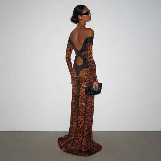 Veronica Leopard Print Off-Shoulder Party Dress