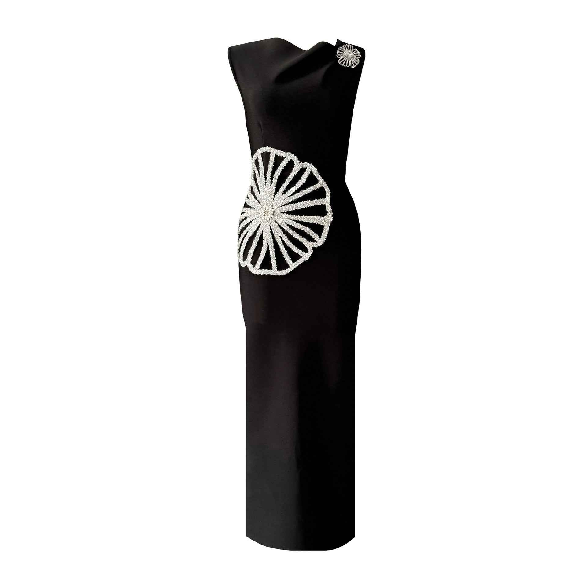 Women Clothes Sleeveless Rhinestone Petal Elegant Slim Bandage One Piece Dress Party Dinner Dress