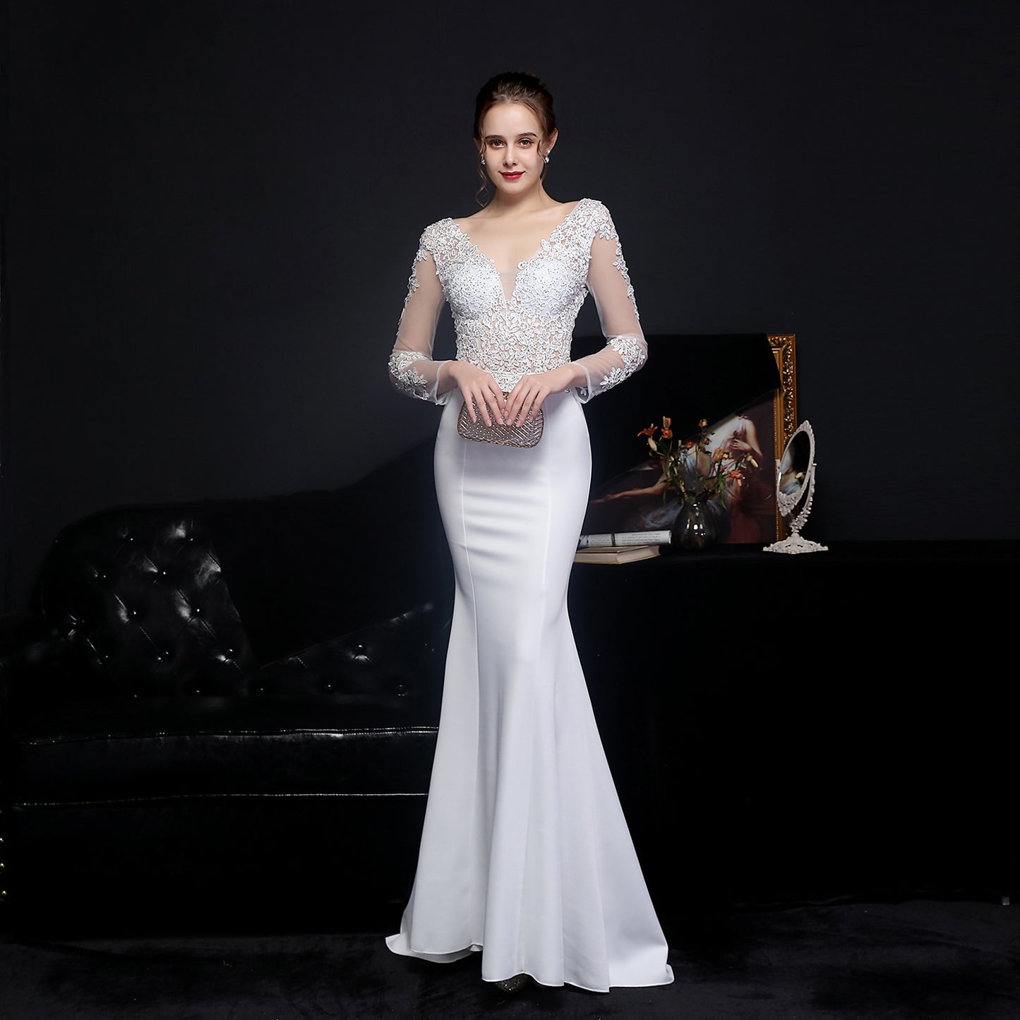 Giovanna Diamond Lace Fishtail Occasion Gown