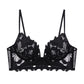 Embroidery Sexy Bra Women Deep V Plunge Plunge Steel Ring Push up Accessary Breast Push up Ultra-Thin Yarn Bra Fleur