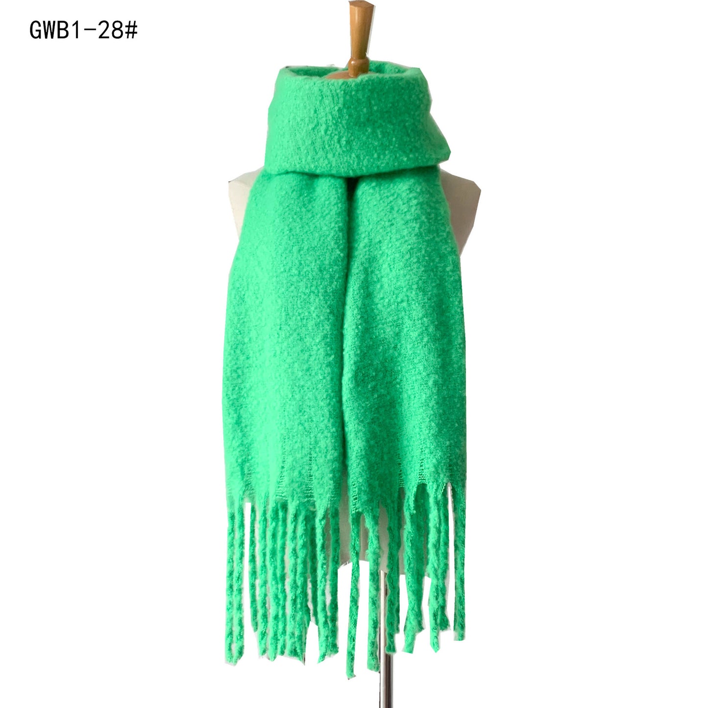 Autumn Winter Thick Tassel Circle Sand Solid Color Scarf Women Thickened
