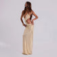 Summer Solid Color Street Hipster Deep V Plunge Halter Backless Slim Fit Dress