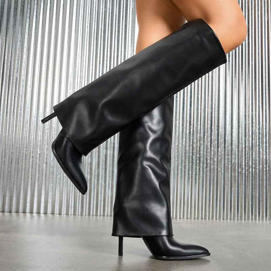 European Size Pointed Stiletto Heel Pants Knight Boots All Match Street Ankle Boots