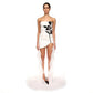 Sexy Wrapped Chest Halter Mesh Dress Summer Women Rose Rhinestone Printing Three Dimensional Bandage Dress