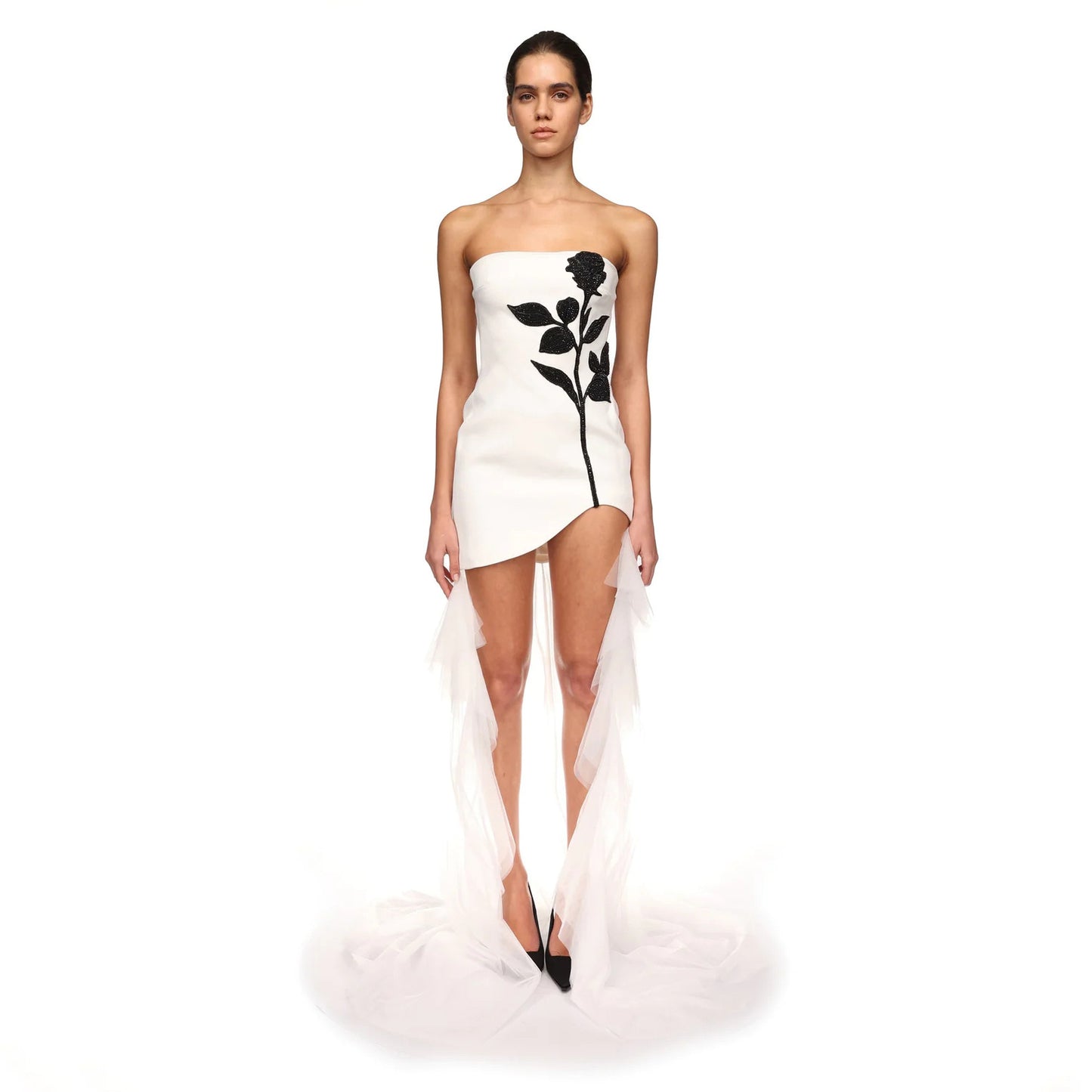 Sexy Wrapped Chest Halter Mesh Dress Summer Women Rose Rhinestone Printing Three Dimensional Bandage Dress