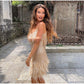 Aurora Luxe Tassel Sequin Feather Party Gown