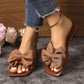 Bow Flat Slippers Women Summer Low Heel Casual Beach Sandals