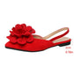 Floral Flat Toe Box Slingback Sandals Women Pointed Toe Slip on Suede Flat Pumps