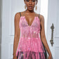 Summer Inner Wear Slim Backless Fishnet Rhinestone Tassel Suspender Vest