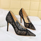 Cocktail Sexy Stiletto Heel Pointed High Heels Women Pumps Lace Shallow Mouth High Heels