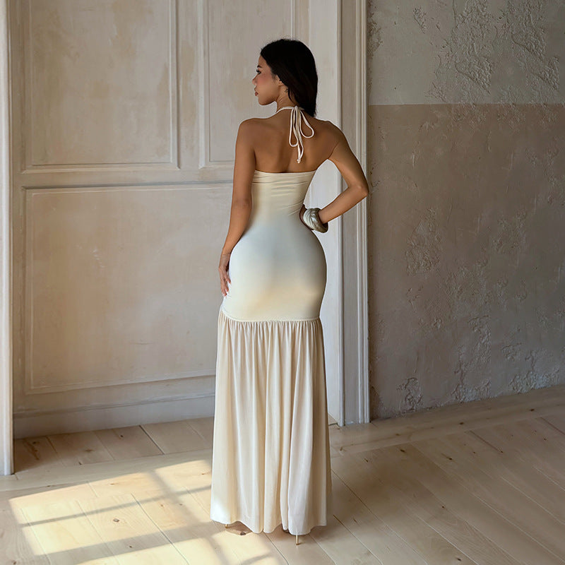 Serena Beaded Mesh Splice Slip Vacation Dress