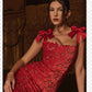 Spring Summer Entry Lux Bow High Sense Embroidered Hollow Out Cutout Sheath Dress