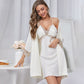 Romantica & Ice Silk Long Sleeve Sexy Lace Cutout Nightdress Suit