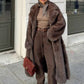 Winter Brown  Coat Extended Vintage Collar Faux Fur Coat High Grade Fox Fur Jacket Women