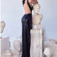 Mariangela Black Paillette Cutout Evening Dress