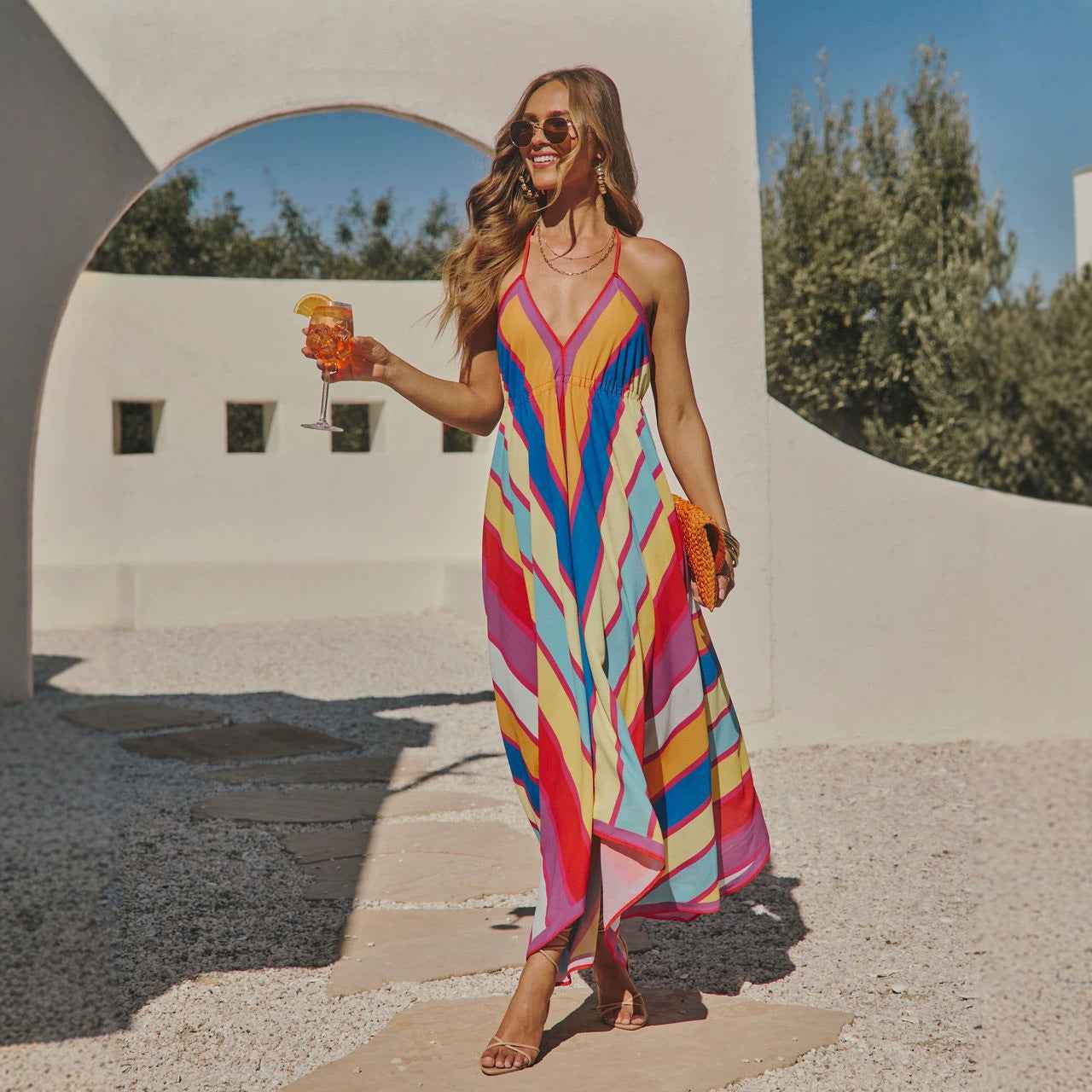 Print Sexy Suspenders Midi Dress Casual Holiday Women Dress Women