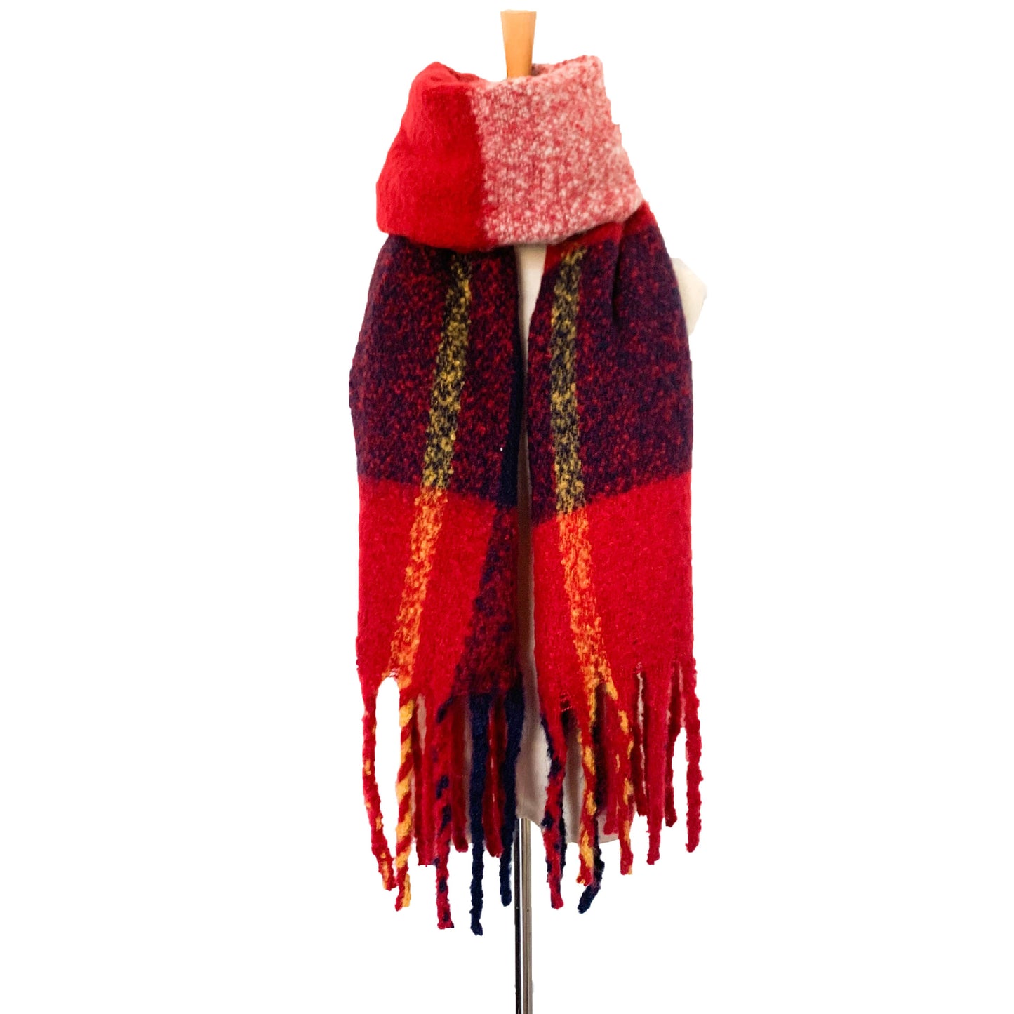 Thick Tassel Thick Braid Ring Sand Plaid Scarf Autumn Winter Thickening Double Sided Stitching Scarf Shawl