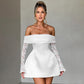 Luna Lace Occasion Dress – Elegant Off Shoulder A-Line Dress