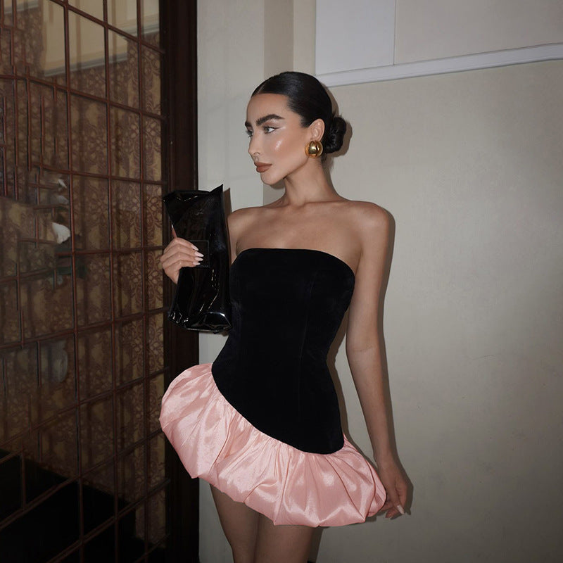 Milano Suede Nuvola Tube Top Puffy Short Party Dress
