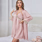 Romantica & Ice Silk Long Sleeve Sexy Lace Cutout Nightdress Suit