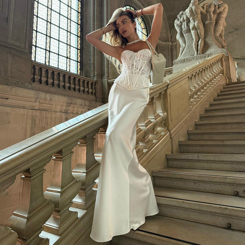 Bianca Lace Tube Top & Slim Sheath Wedding Skirt Set