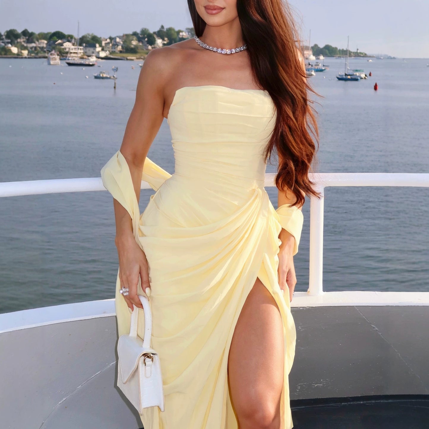 Serena Pleated Split Occasion Dress