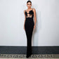 Black Knitted Bandage One Piece Dress Women Cross Spaghetti Straps Slimming Commuting Date Cocktail Slim Fit Maxi Dress