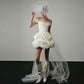 Off-shoulder Light Wedding Dress White Short