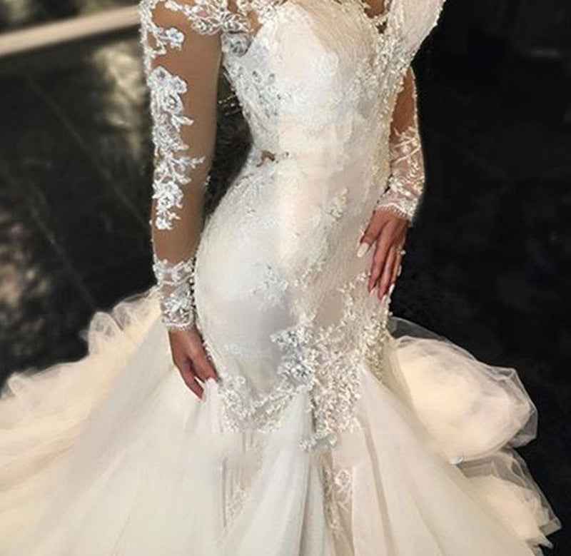 Mariangela Trailing White Temperament Wedding Dress
