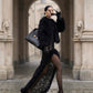 Mariangela Black Halter Lace High-Slit Backless Cocktail Dress