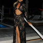 Veronica Cut-Out Turtleneck Lace Party Dress