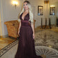 Anna Sleeveless Deep V Plunge Chiffon Evening Dress