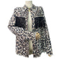 Maryangel Rebel leopard print denim jacket with distressed details and tassels, showcasing a trendy and stylish design.