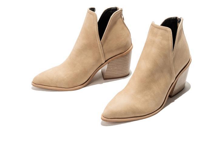 Leopard print high heel Martin boots for women with chunky heel and pointed ankle design by Maryangel Rebel.