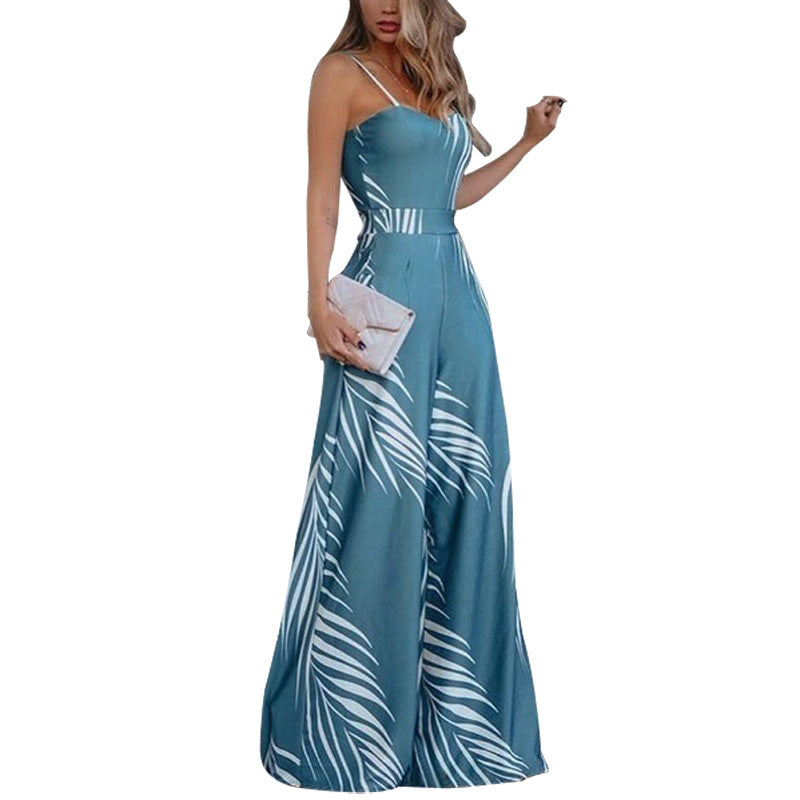 Plus size women's bell-bottom jumpsuit by Maryangel Rebel, featuring a high waist and vibrant print design.