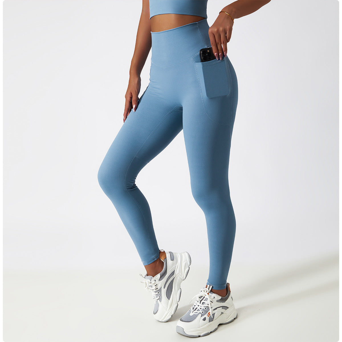 Respirant nuage sentiment taille haute hanche ascenseur pantalons de Yoga poche d'usure extérieure serré exercice course pantalon séchage Fitness pantalon