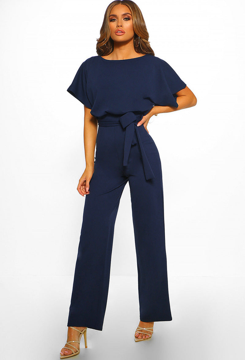 Vêtements pour femmes Combinaison d'été à manches courtes à lacets et boutons
