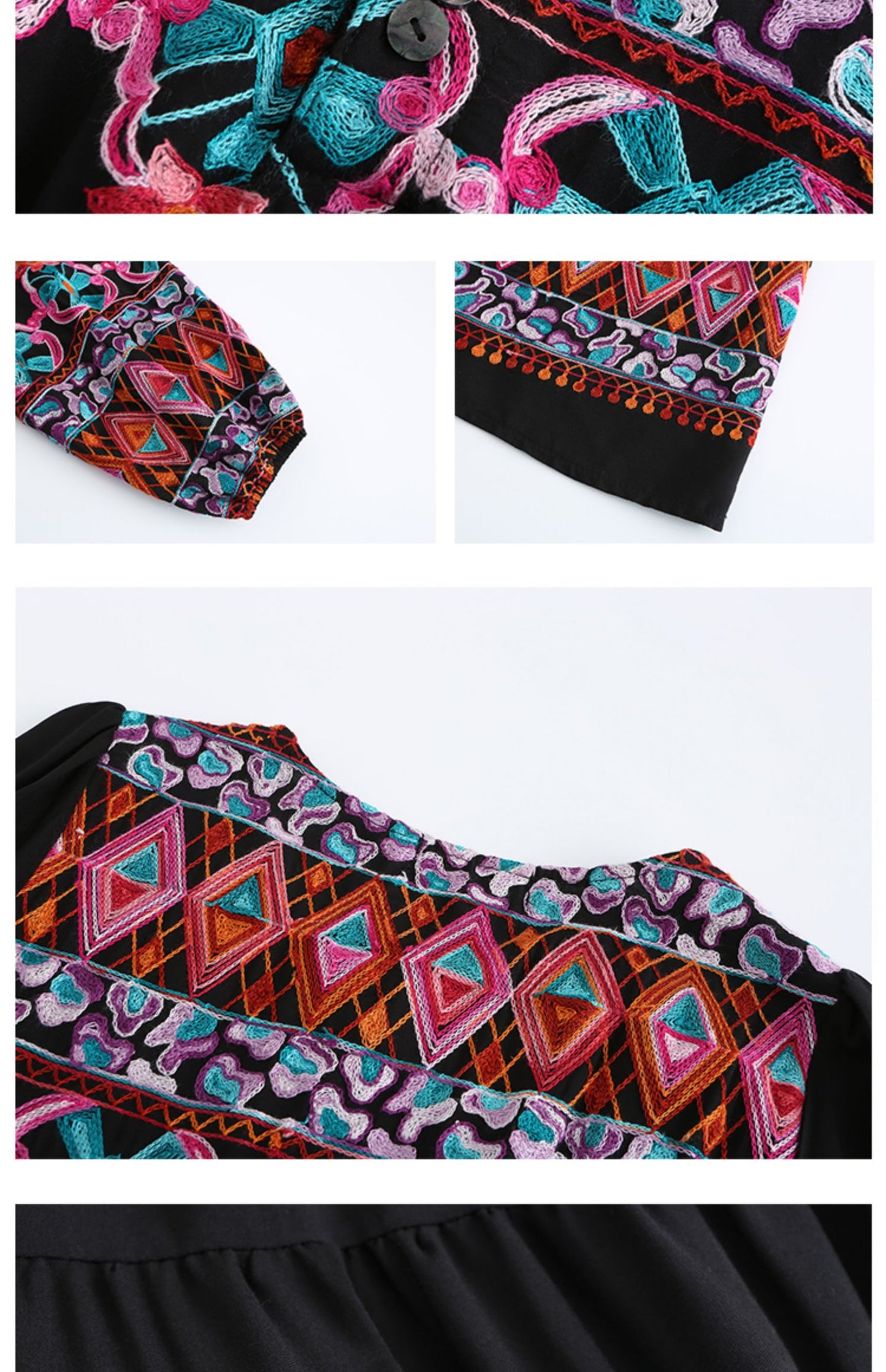 Women  Spring and Summer New Bohemian Style Minor Heavy Industry Embroidered Bohemian Vacation Style Dress Long Dress