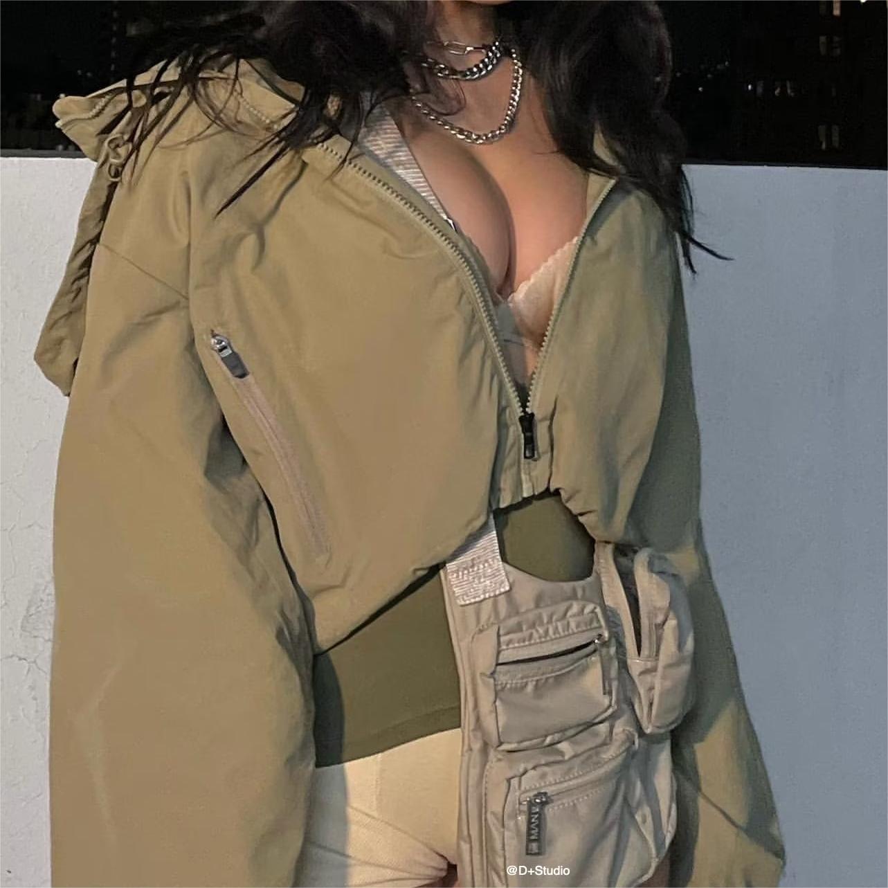 Products Fashionable Profile Slimming Hooded Turtleneck Short Coat Women