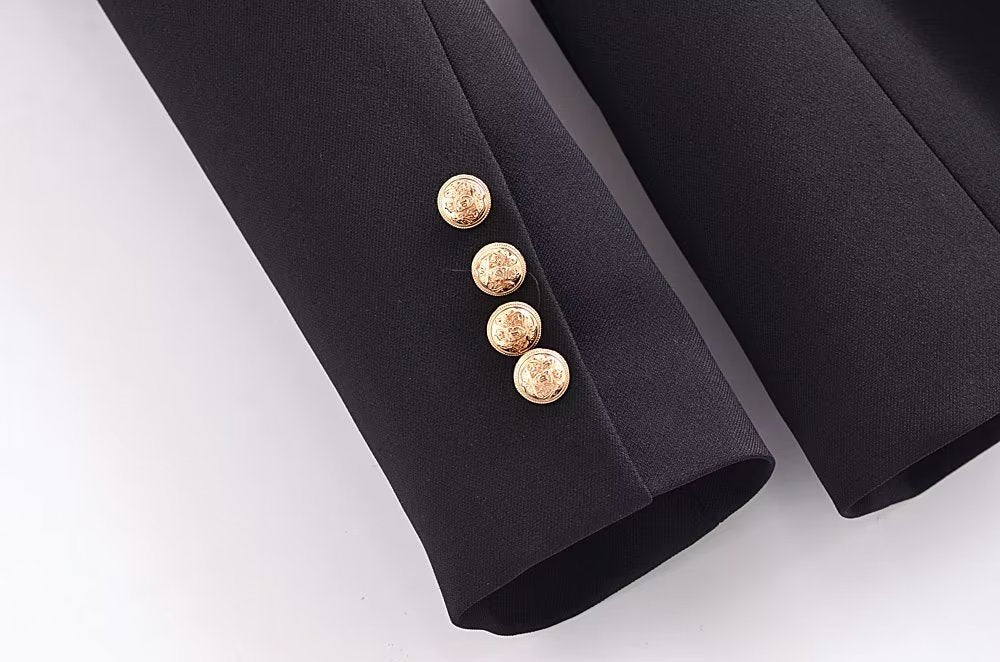 Belt Button Decoration Slim Fit Figure Flattering Blazer Coat